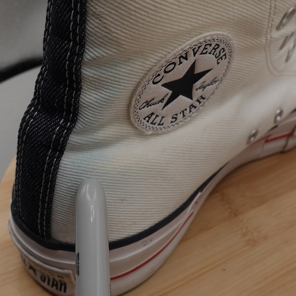 Converse Shoes Womens 10 Chuck Taylor All Star High Top White Denim A03961C Flaw - Picture 6 of 11